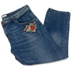 ZARA BASIC Z1975 - Denim Jeans – Floral Embroidery – Size 10 - EUC